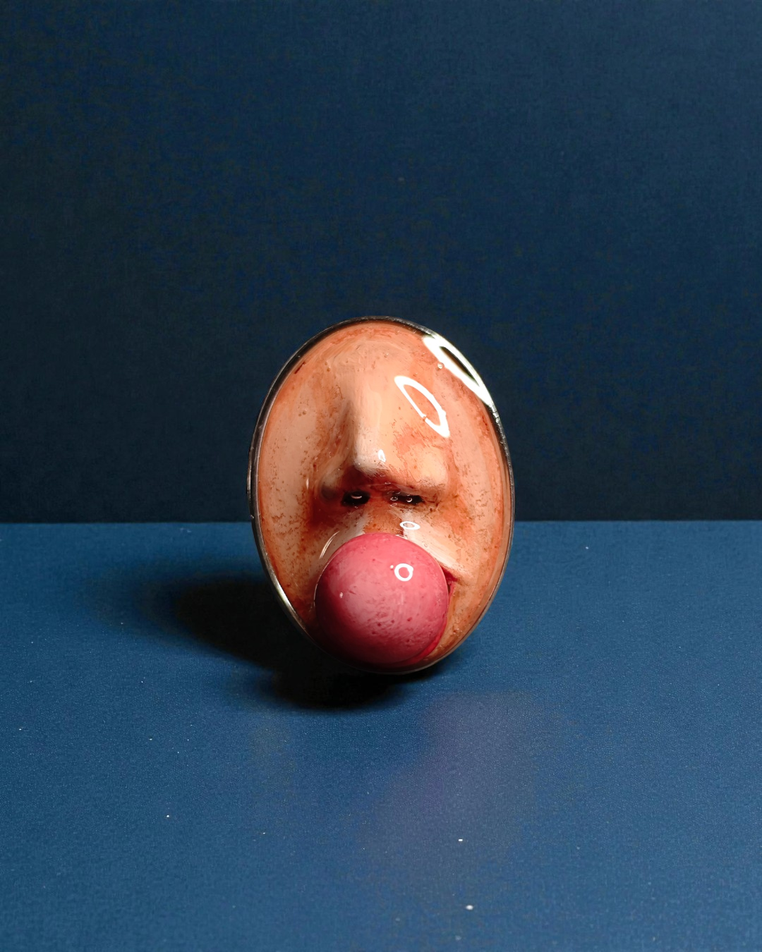 Chewing Gum Ring – Handmade Clay & Resin Surreal Statement Jewelry with Adjustable Stainless Steel Band