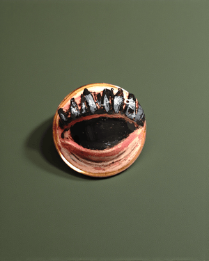 Black Eye Ring ā Handmade Clay & Resin Surreal Statement Jewelry with Adjustable Stainless Steel Band - SAMA