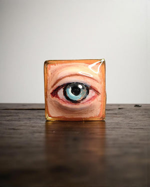 Blue Pupil Eye Ring β Handmade Clay & Resin Surreal Statement Jewelry, Sculptural Fantasy Wearable Art with Adjustable Stainless Steel Band