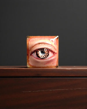 Brown Pupil Eye Ring β Handmade Clay & Resin Surreal Statement Jewelry, Sculptural Fantasy Wearable Art with Adjustable Stainless Steel Band