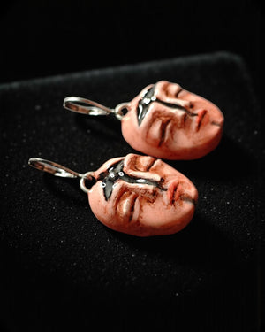 Eye Chakra Glow Earrings β Handmade Clay & Resin Surreal Statement Jewelry, Fantasy Sculptural Wearable Art with Stainless Steel Hooks OOAK