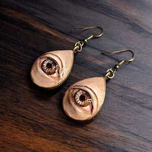 Eye Earrings β Handmade Clay & Resin Surreal Statement Jewelry, Sculptural Wearable Art with Zinc Alloy Hooks