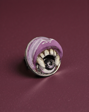 Eye in Mouth Ring ā Handmade Clay & Resin Surreal Statement Jewelry with Adjustable Stainless Steel Band - SAMA