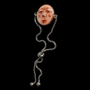 Face Bracelet β Handmade Clay & Resin Surreal Statement Jewelry, Sculptural Artistic Wearable Art with Adjustable Stainless Steel Band OOAK