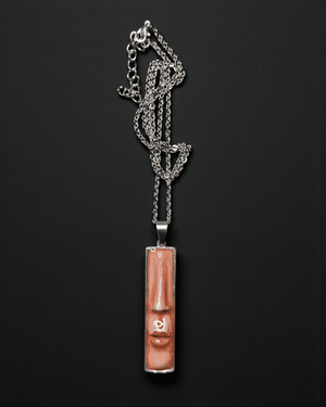 Face Without Eyes Necklace β Handmade Clay & Resin Surreal Statement Jewelry, Sculptural Fantasy Wearable Art with Stainless Steel Chain / Pendant - SAMA