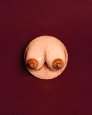 Feminine Body Form Pin Button ā Handmade Clay & Resin Surreal Wearable Art with Stainless Steel Pin Back - SAMA