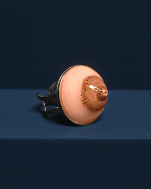 Feminine Body Form Ring β Handmade Clay & Resin Surreal Statement Jewelry with Adjustable Stainless Steel Band - SAMA