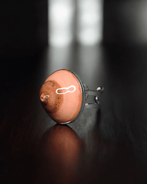 Feminine Body Form Ring β Handmade Clay & Resin Surreal Statement Jewelry with Adjustable Stainless Steel Band - SAMA