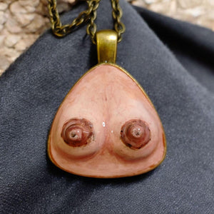 Feminine Form Necklace β Handmade Clay & Resin Surreal Body-Inspired Statement Jewelry, Sculptural Wearable Art with Alloy Pendant / Chain