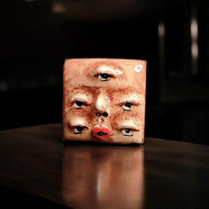 Five Eyes Ring ā Handmade Clay & Resin Dark Surreal Statement Jewelry, Sculptural Fantasy Wearable Art on Adjustable Iron Band