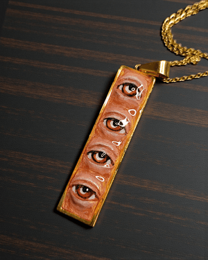 Four Eyes Necklace β Handmade Clay & Resin Surreal Statement Jewelry, Sculptural Fantasy Wearable Art with Stainless Steel Chain / Pendant - SAMA