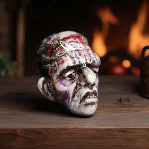 Frankenstein Ring β Handmade Clay Gothic Horror Statement Jewelry, Dark Surreal Sculptural Wearable Art, Adjustable Stainless Steel OOAK