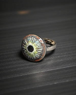 Glowing Eye Ring β Handmade Clay & Resin Surreal Statement Jewelry, Sculptural Fantasy Wearable Art on Sterling Silver S925 Band