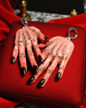 Hands Earrings β Handmade Clay & Resin Surreal Statement Jewelry, Sculptural Wearable Art with Stainless Steel Hooks - OOAK