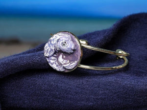 Fish Bracelet ā Handmade Clay & Resin Surreal Statement Jewelry, Sculptural Fantasy Wearable Art with Adjustable Copper Band OOAK