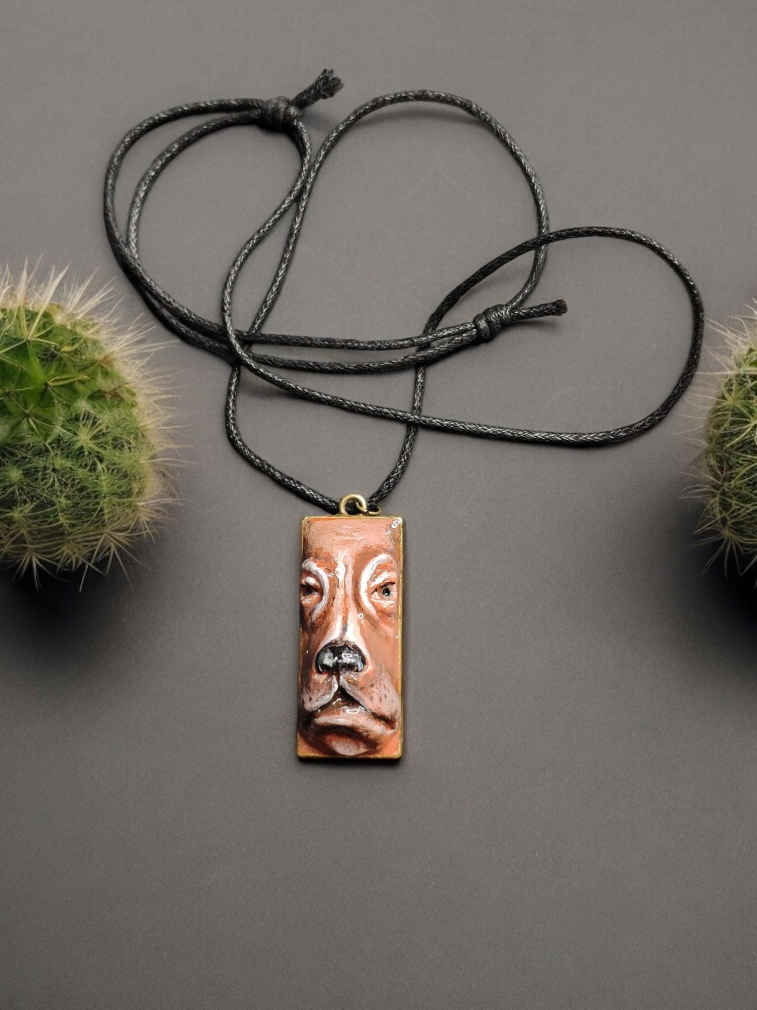 Dog Human Chimera Necklace ā Handmade Clay & Resin Surreal Statement Jewelry, Sculptural Fantasy Wearable Art OOAK