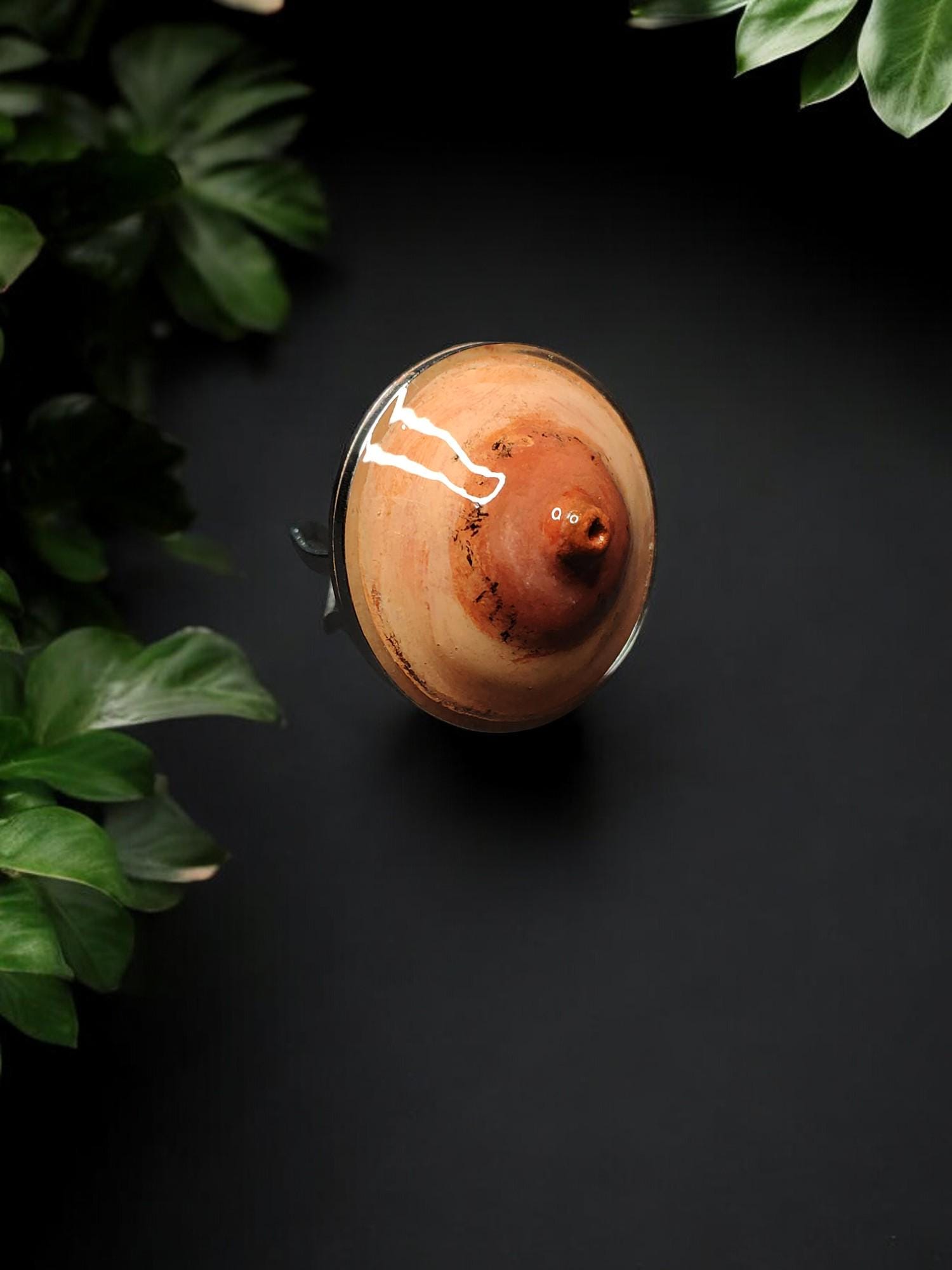 Body Form Ring ā Handmade Clay & Resin Surreal Statement Jewelry, Sculptural Body-Inspired Wearable Art on Adjustable Stainless Steel Band
