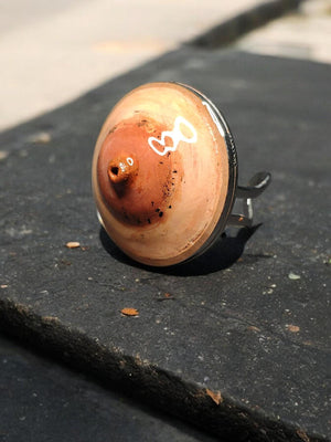 Body Form Ring ā Handmade Clay & Resin Surreal Statement Jewelry, Sculptural Body-Inspired Wearable Art on Adjustable Stainless Steel Band