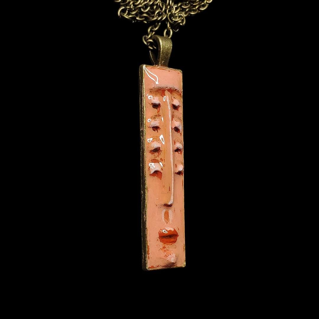 Eight Eyes Necklace ā Handmade Clay & Resin Surreal Statement Jewelry, Sculptural Fantasy Wearable Art with Alloy Pendant / Chain