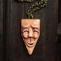 Happy Person Necklace ā Handmade Clay & Resin Surreal Statement Jewelry, Sculptural Artistic Wearable Art with Alloy Pendant / Chain OOAK