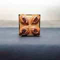 Four Eyes Ring ā Handmade Clay & Resin Surreal Statement Jewelry, Sculptural Fantasy Wearable Art on Adjustable Stainless Steel Band OOAK