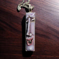 Happy Man Necklace ā Handmade Clay & Resin Surreal Statement Jewelry, Sculptural Artistic Wearable Art with Alloy Pendant / Chain OOAK