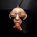 Fish Through Face Necklace ā Handmade Clay & Resin Surreal Statement Jewelry, Sculptural Wearable Art OOAK