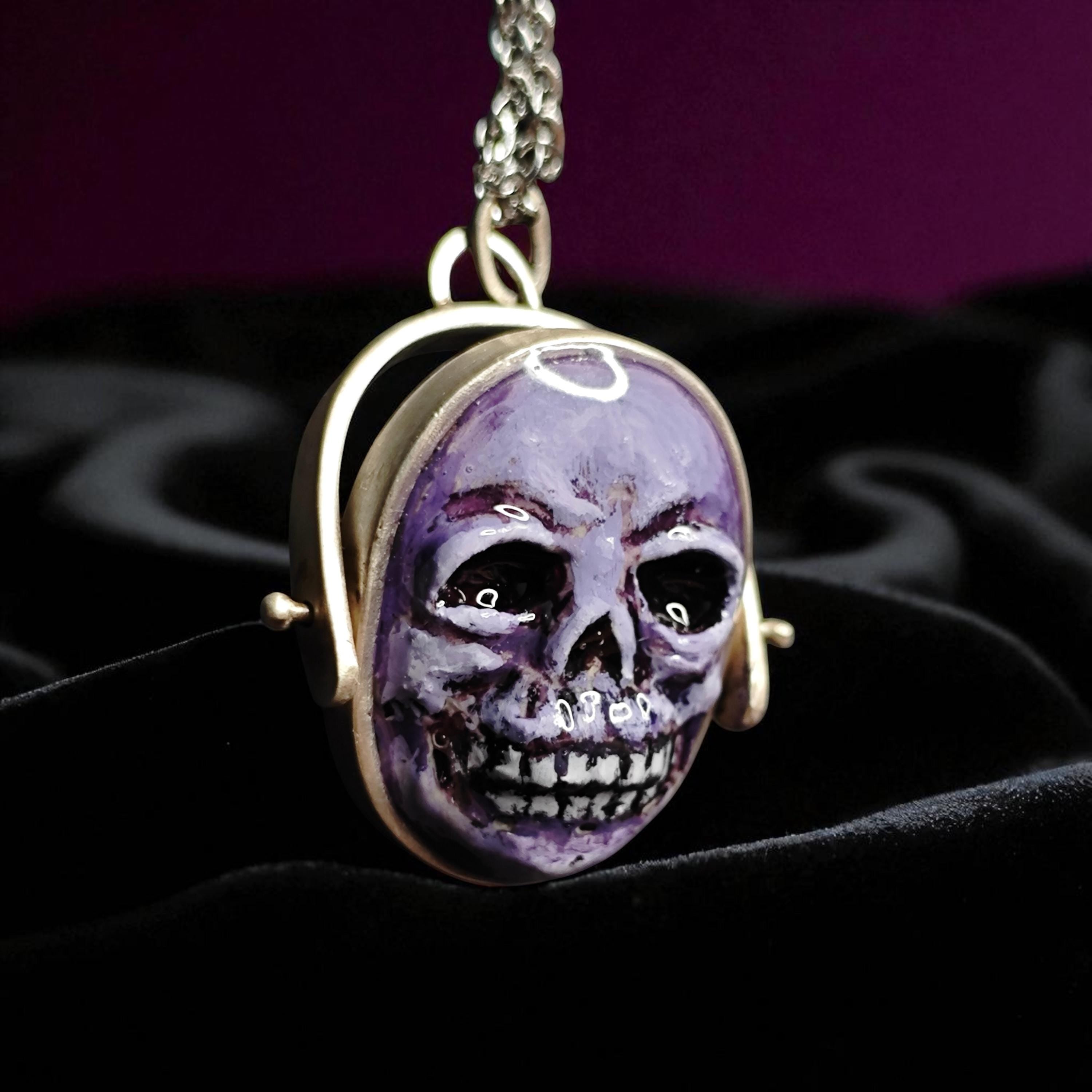 Two Faces Pendant – Handmade Clay Surreal Necklace, Mythic Statement Jewelry with 925 Sterling Silver Pendant / Chain OOAK