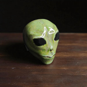 Cosmic Glow Ring ā Handmade Clay & Resin Alien-Inspired Jewelry, Surreal Fantasy Wearable Art on Adjustable Stainless Steel Band