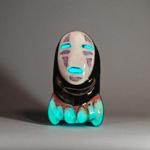 No Face Glow Ring ā Handmade Clay Dark Surreal Statement Jewelry, Sculptural Fantasy Wearable Art on Adjustable Stainless Steel Band OOAK