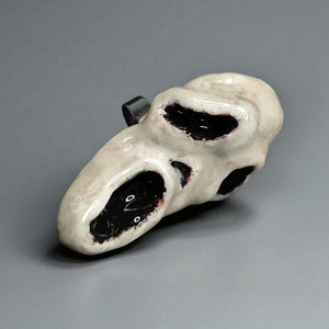 Scream Mask Glow Ring ā Handmade Clay & Resin Horror Statement Jewelry, Dark Surreal Wearable Art on Adjustable Stainless Steel Band OOAK