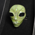 Cosmic Glow Ring ā Handmade Clay & Resin Alien-Inspired Jewelry, Surreal Fantasy Wearable Art on Adjustable Stainless Steel Band