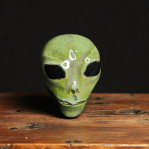 Cosmic Glow Ring ā Handmade Clay & Resin Alien-Inspired Jewelry, Surreal Fantasy Wearable Art on Adjustable Stainless Steel Band