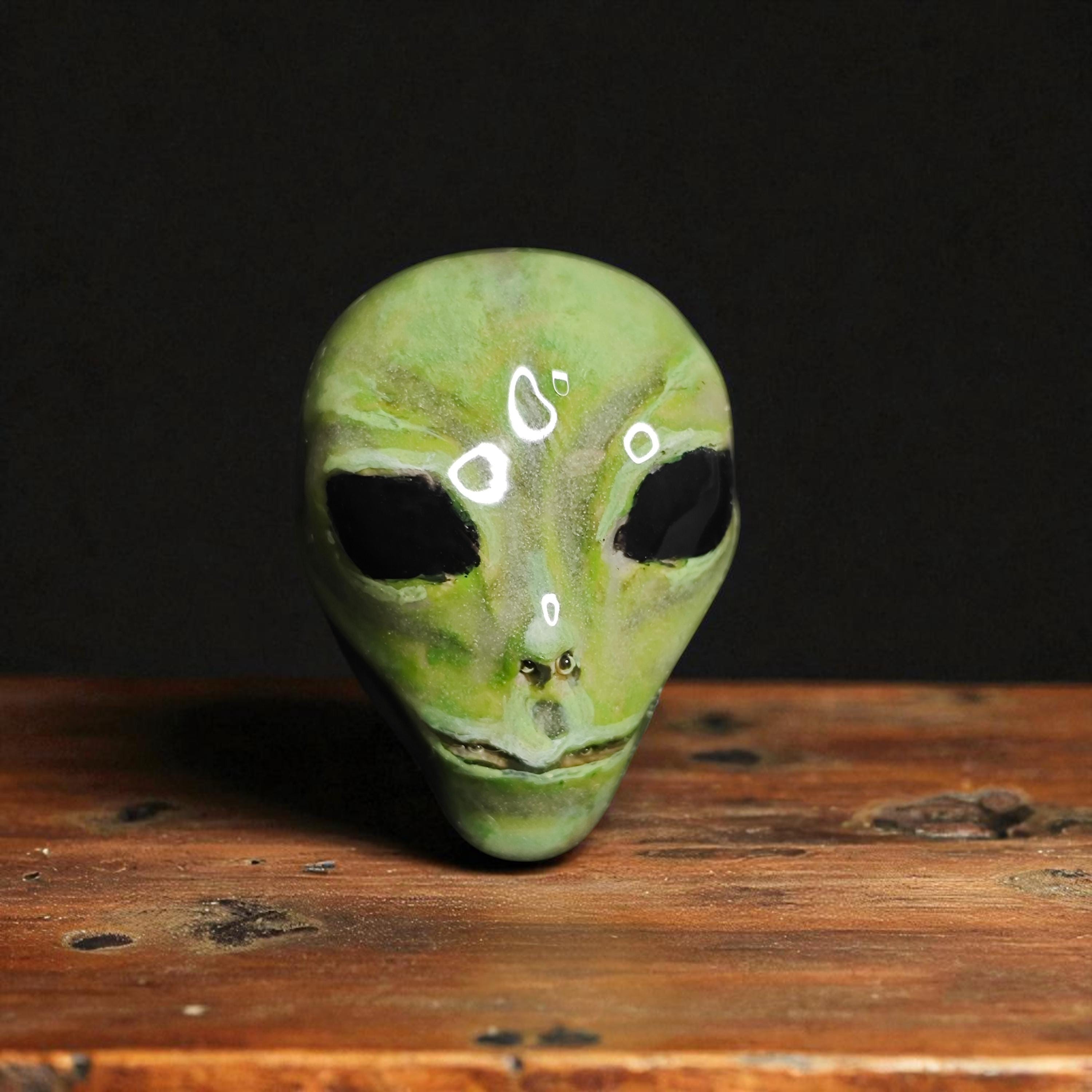 Cosmic Glow Ring ā Handmade Clay & Resin Alien-Inspired Jewelry, Surreal Fantasy Wearable Art on Adjustable Stainless Steel Band