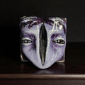 Split Face Glow Ring ā Handmade Clay Statement Jewelry with Glowing Gap, Surreal Wearable Art on Adjustable Stainless Steel Band OOAK