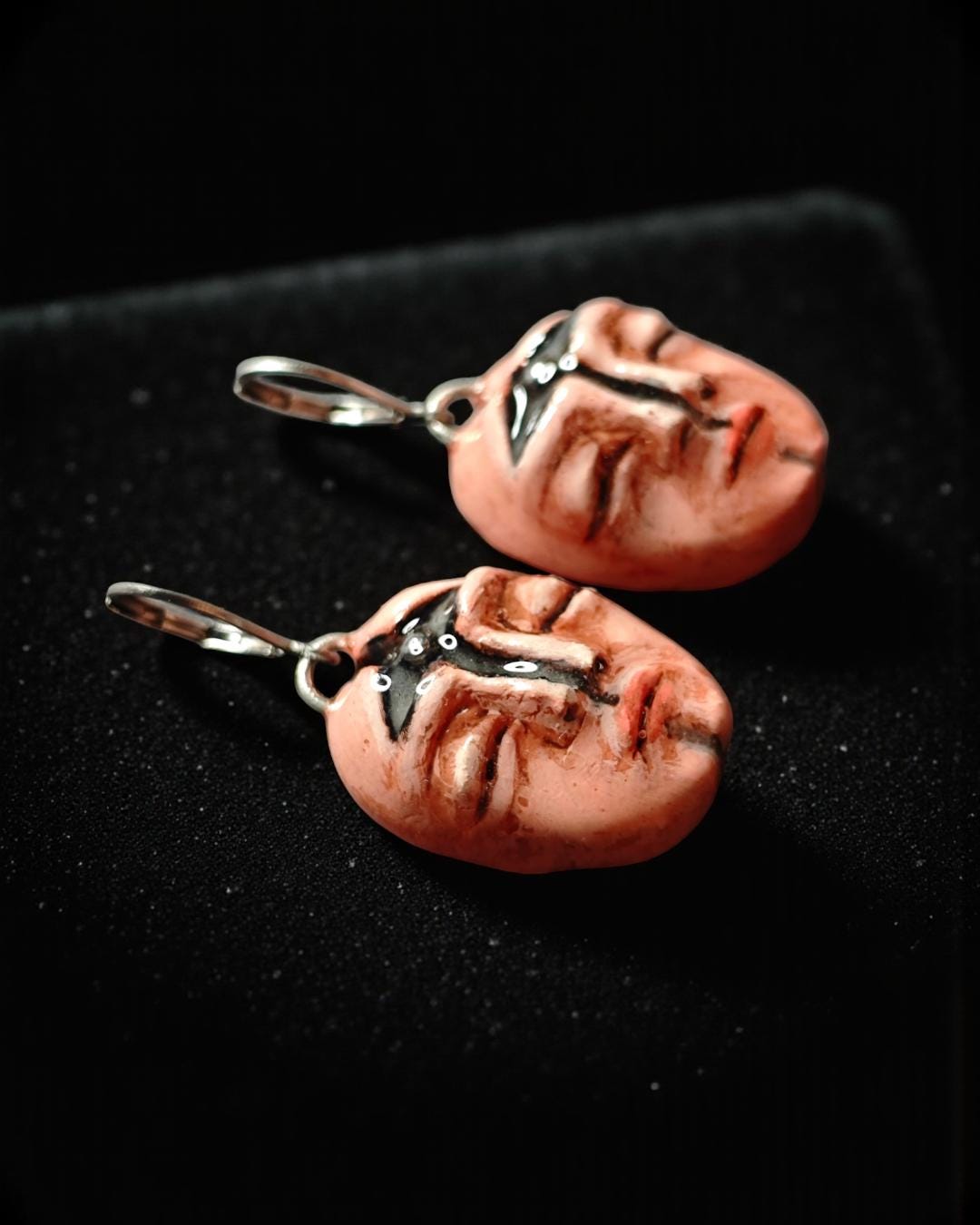 Eye Chakra Glow Earrings ā Handmade Clay & Resin Surreal Statement Jewelry, Fantasy Sculptural Wearable Art with Stainless Steel Hooks OOAK