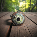 Glowing Eye Ring ā Handmade Clay & Resin Surreal Statement Jewelry, Sculptural Fantasy Wearable Art on Sterling Silver S925 Band