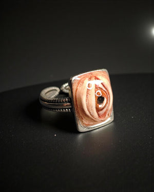 Eye Ring ā Handmade Clay & Resin Surreal Statement Jewelry, Sculptural Fantasy Wearable Art on Sterling Silver S925 Band