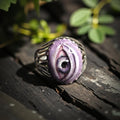 Eye Ring ā Handmade Clay & Resin Surreal Statement Jewelry, Sculptural Fantasy Wearable Art on Sterling Silver S925 Band