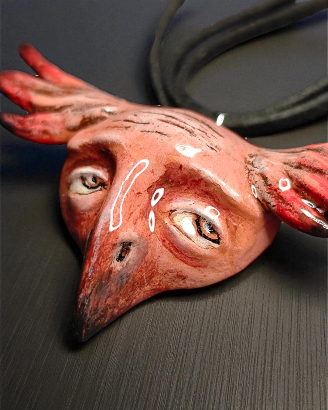 Bird Chimera Necklace ā Handmade Clay & Resin Surreal Statement Jewelry, Sculptural Wearable Art OOAK