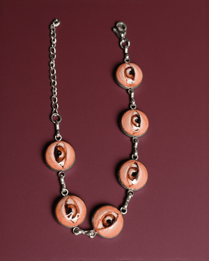 Multiple Eyes Bracelet β Handmade Clay & Resin Surreal Statement Jewelry, Sculptural Fantasy Wearable Art with Stainless Steel Chain - SAMA