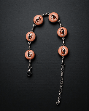 Multiple Eyes Bracelet β Handmade Clay & Resin Surreal Statement Jewelry, Sculptural Fantasy Wearable Art with Stainless Steel Chain - SAMA