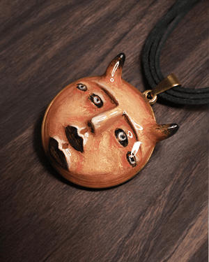 Mystic Horned Face Necklace β Sculptural Fantasy Wearable Art with Stainless Steel Pendant - SAMA
