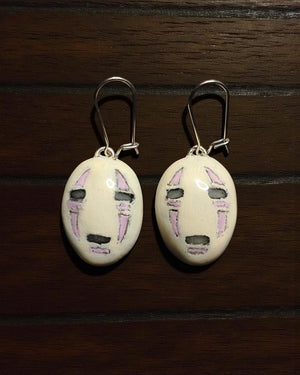 No-face Glow Earrings β Handmade Clay & Resin Surreal Statement Jewelry, Fantasy Sculptural Wearable Art with Stainless Steel Hooks OOAK