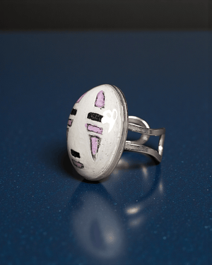 No - Face Ring ā Handmade Clay & Resin Surreal Statement Jewelry with Adjustable Stainless Steel Band - SAMA