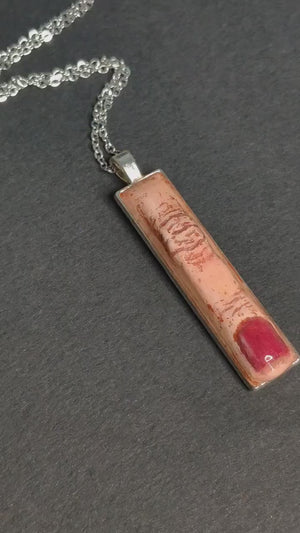Red Nail Finger Necklace ā Handmade Clay & Resin Surreal Statement Jewelry, Sculptural Wearable Art with Alloy Pendant / Chain OOAK