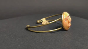 Three Faces Bracelet ā Handmade Clay & Resin Surreal Statement Jewelry, Sculptural Fantasy Wearable Art with Adjustable Copper Band OOAK