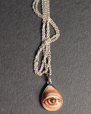 Eye Necklace ā Handmade Clay & Resin Surreal Statement Jewelry, Sculptural Wearable Art with Sterling Silver S925 Pendant / Chain