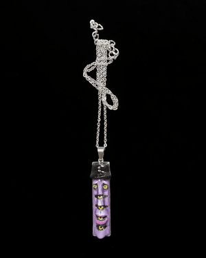 Purple Six-Eyed Man Necklace ā Handmade Clay & Resin Surreal Statement Jewelry, Sculptural Fantasy Wearable Art with Stainless Steel Chain / Pendant - SAMA