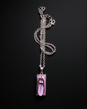 Purple Tongue Out Necklace ā Handmade Clay & Resin Surreal Statement Jewelry, Sculptural Fantasy Wearable Art with Stainless Steel Chain / Pendant - SAMA